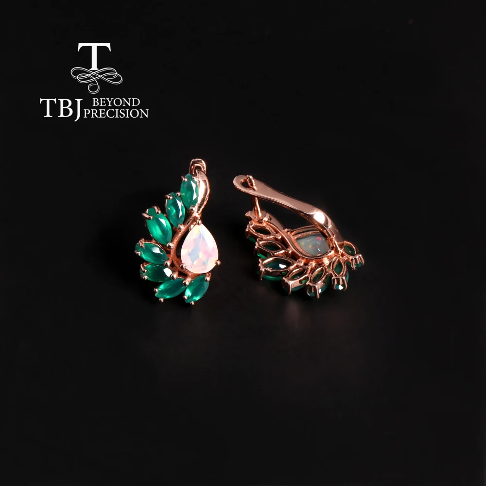 أقراط عقيق خضراء طبيعية للنساء ، أحجار كريمة من العقيق ، فضة إسترليني ، هدية أنيقة ونبيلة ، تصميم جناح دقيق