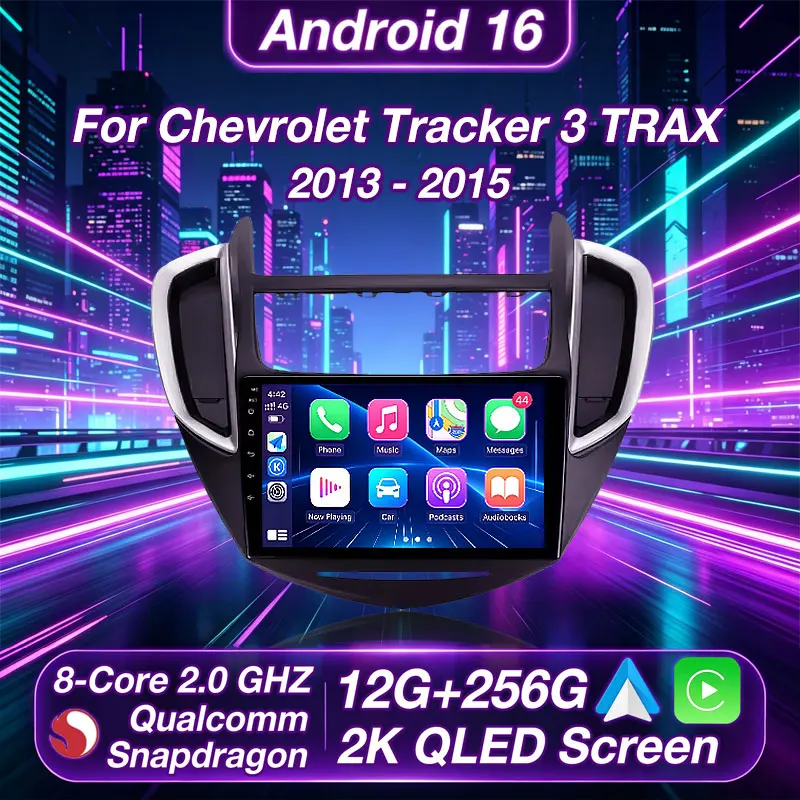 Radio para Auto con Android 16 para Chevrolet Tracker 3 TRAX 2013 2014 2015, Reproductor Multimedia Estéreo, Navegador, Carplay Inalámbrico, Unidad Principal Estéreo