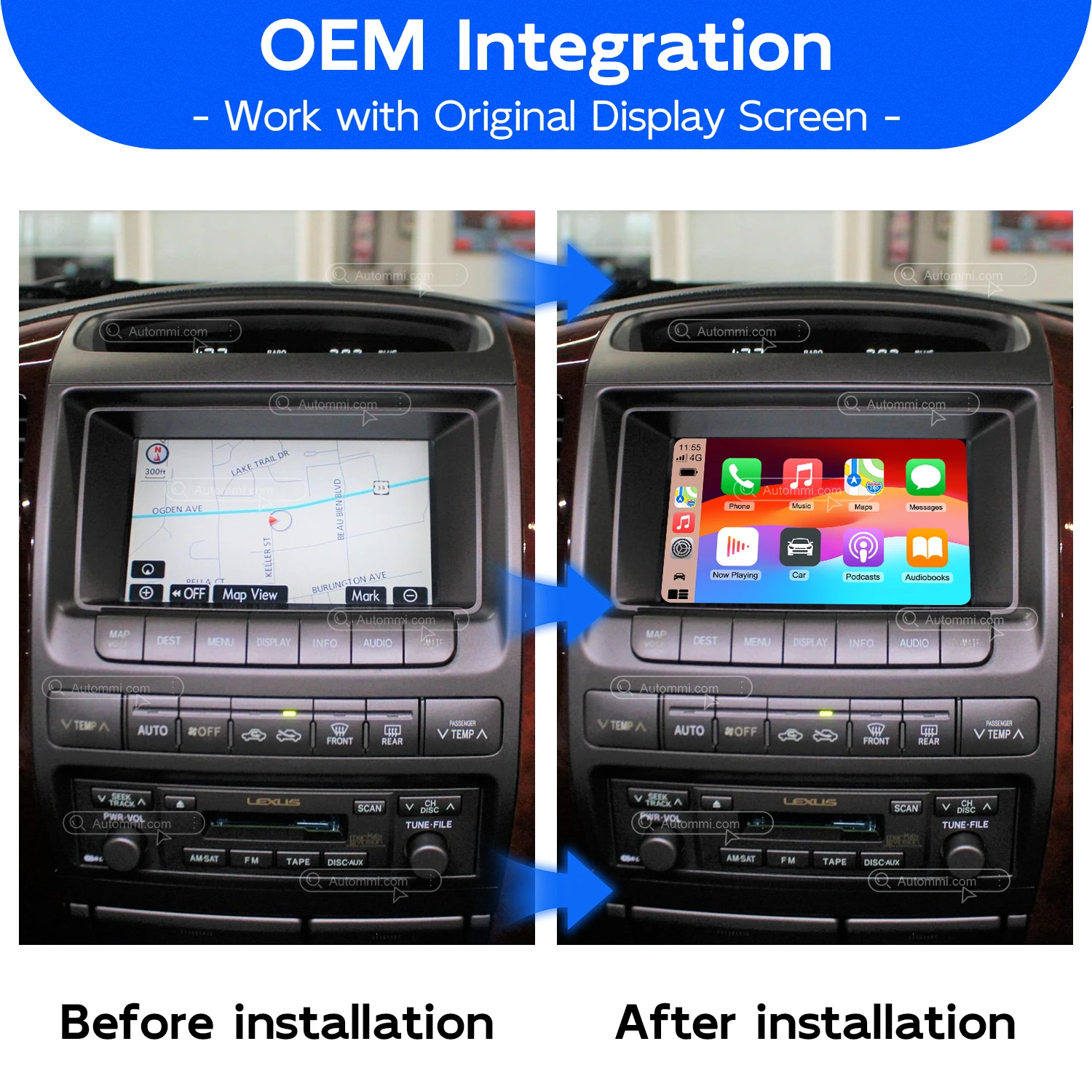 GX470 OEM Wireless Apple CarPlay And Android Auto Decoder Module Interface Kits For 2003-2020 Lexus GX470