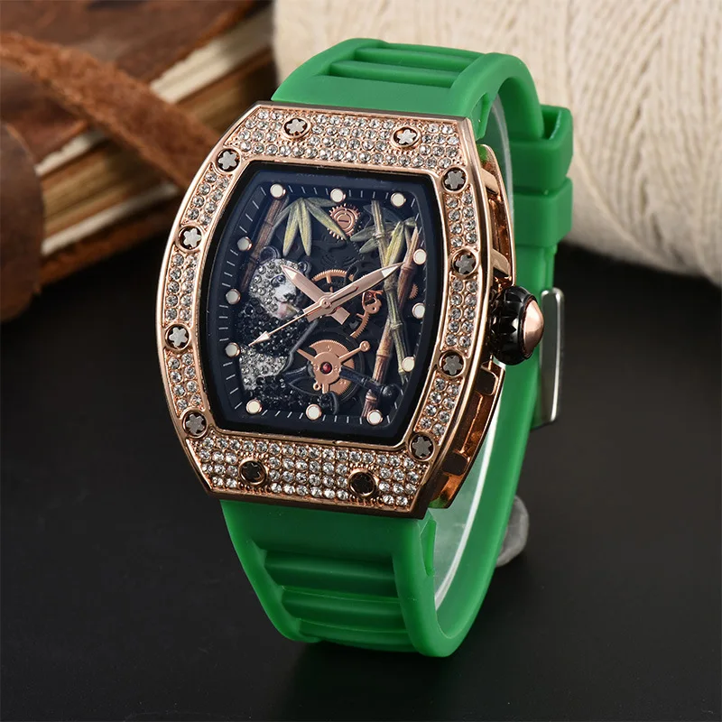 Diamond Barrel shaped colorful multi functional Watch seconds scanning Bamboo pattern Watch Waterproof wholesale