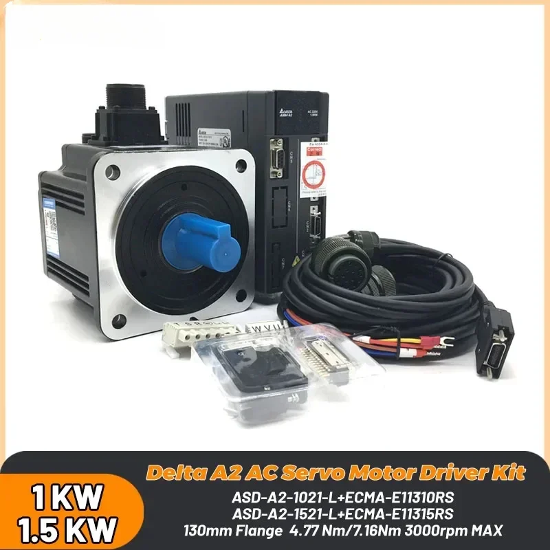 

1KW/1.5KW Delt A2 AC Servo Motor Driver 130mm Kit ASD-A2-1521-L,ASD-A2-1021-L,ECMA-E11310RS,ECMA-E11315RS Brake 4.77/7.16Nm