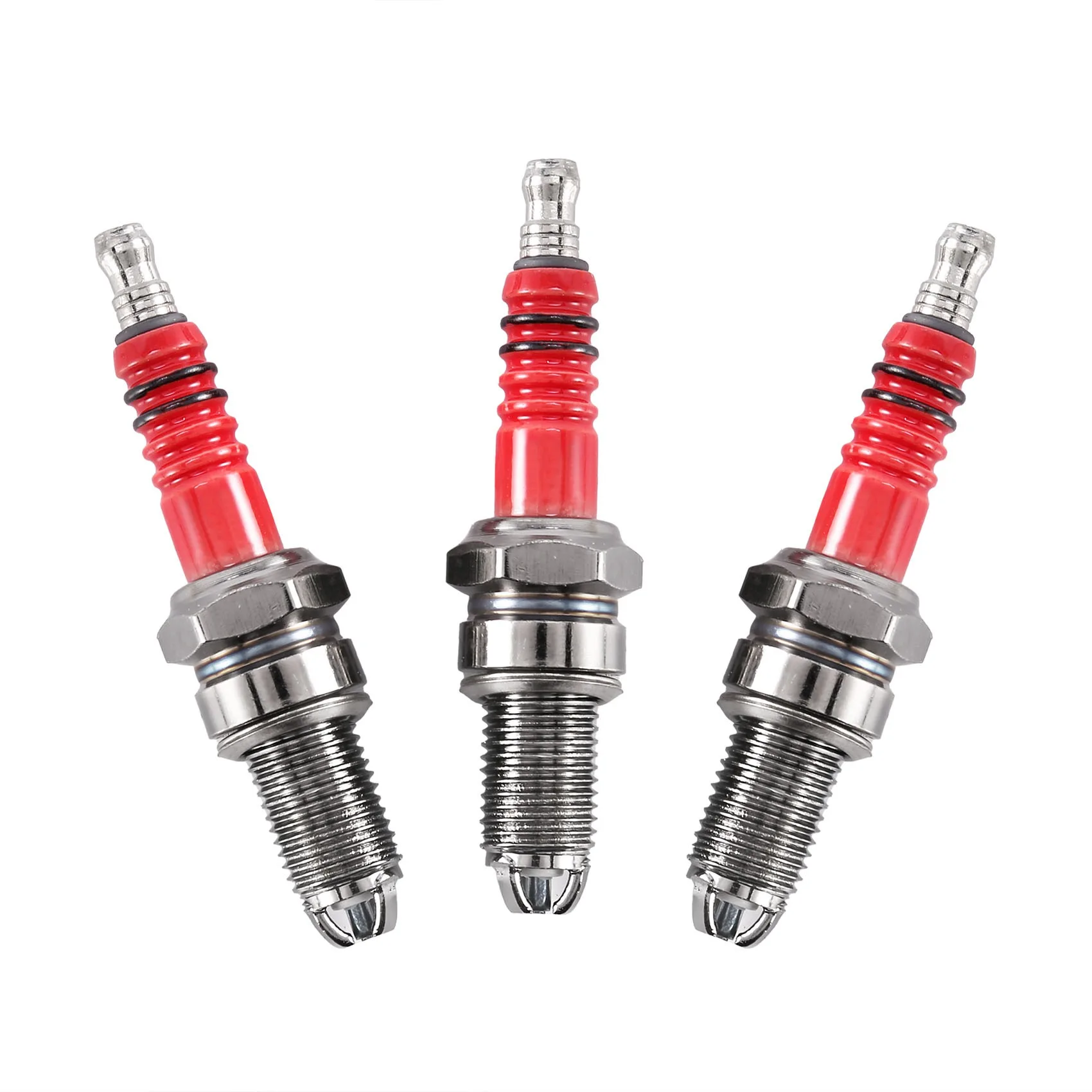 3pcs D8TC 3 Electrode Spark Plug, Racing Spark Plug with 3 Electrode for CG 125 150 200cc CF250 Motorcycle Scooter ATV