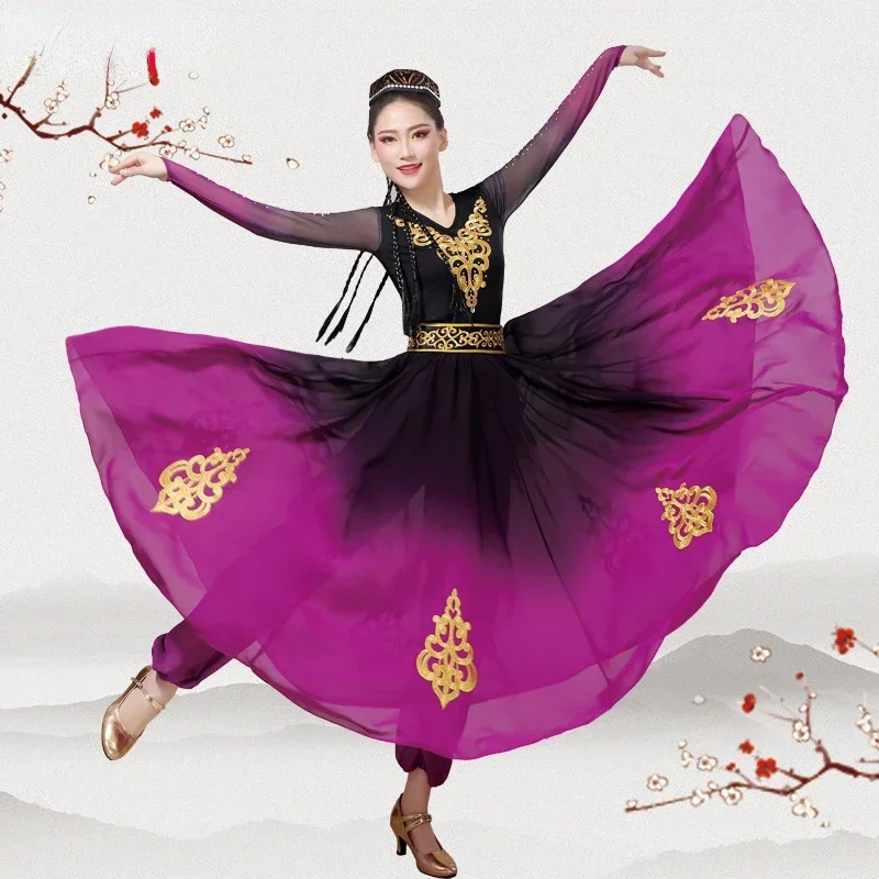 Xinjiang Uygur Dance National Dance Costumes Adult Kids Chinese Traditional Nations Minority Hmong Festival Dance Hanfu Outfits