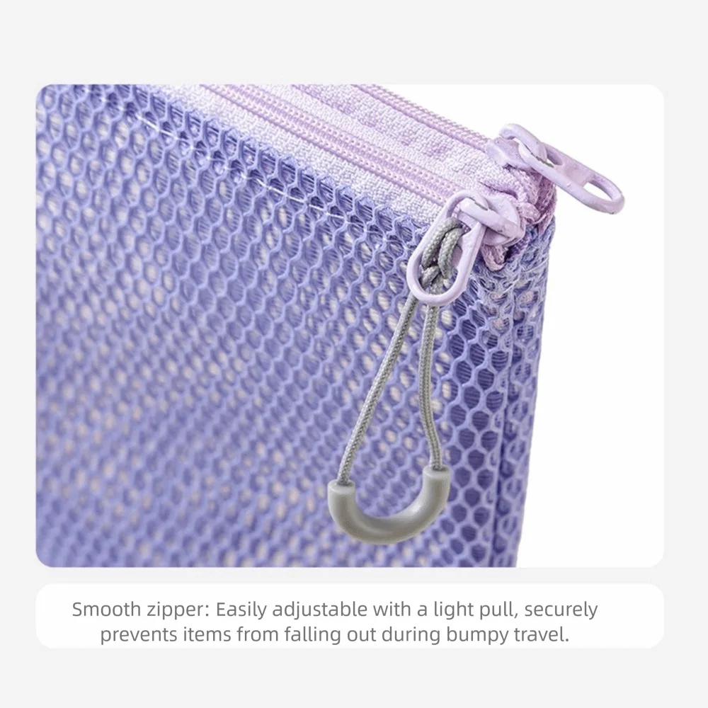 Ultra Light Mesh Storage Bag Visible Wear-proof Makeup Zipper Pouch Double Layered with Handle Portable Coin Purse