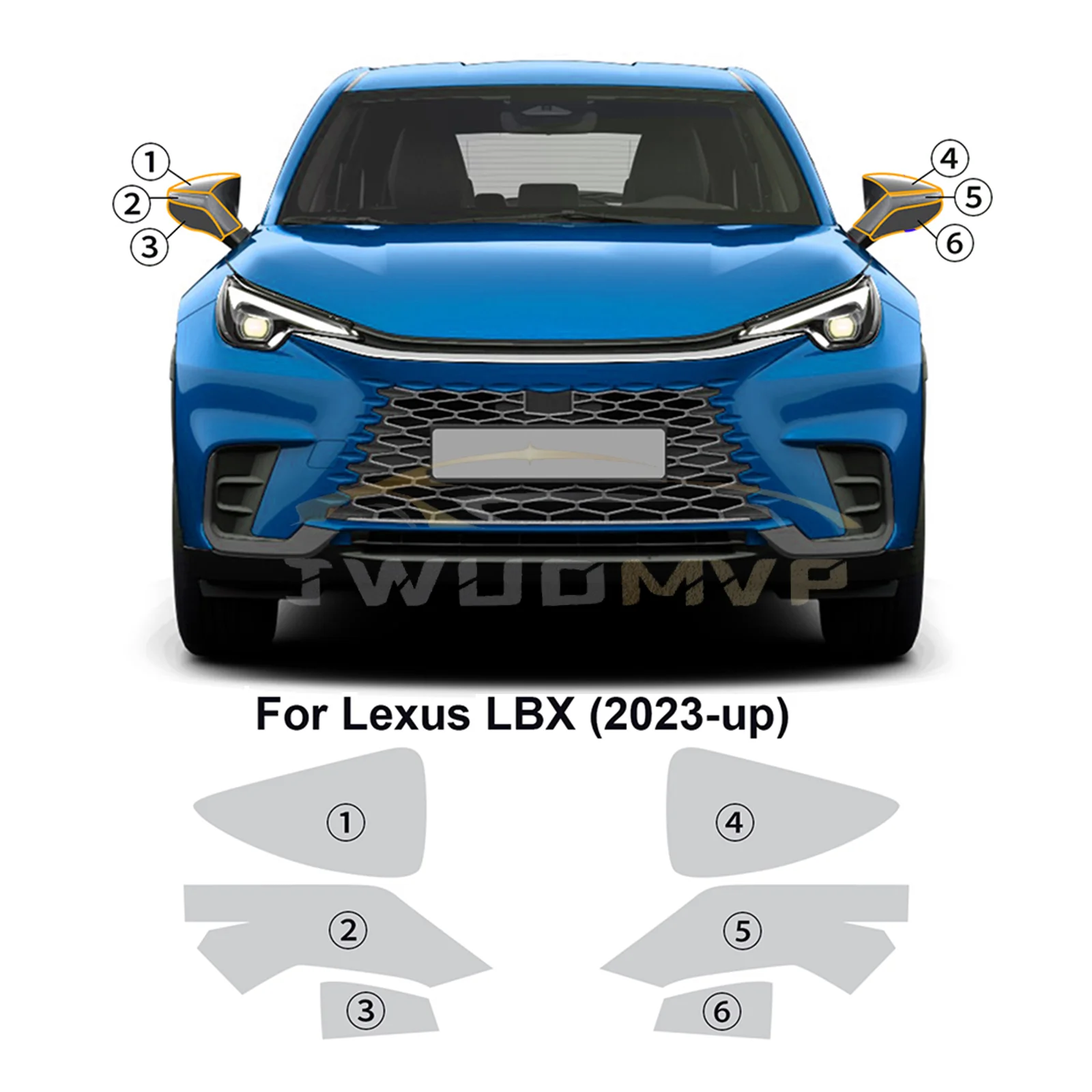 

For Lexus LBX 2023 2024 2025 Headlight Rearview B C Pillars Protection Film Sticker TPU PPF Pre Cut Accessories Transparent
