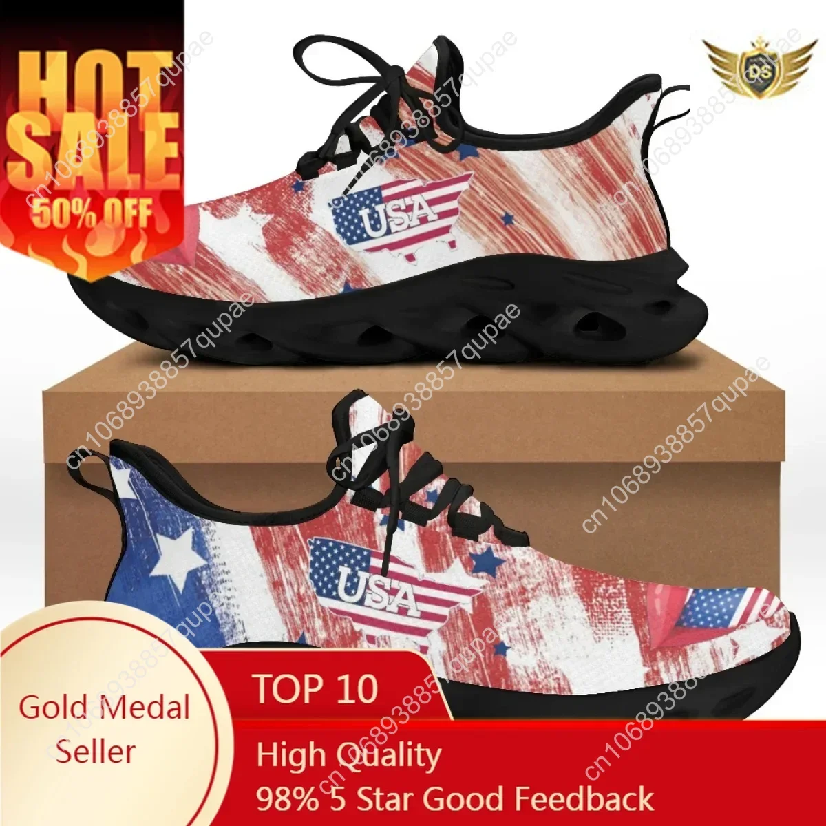 USA Flag Flat Mesh Shoe American Flag Custom Print Chunky Shoes Soft Sneakers National Design Zapatillas Running Hombre