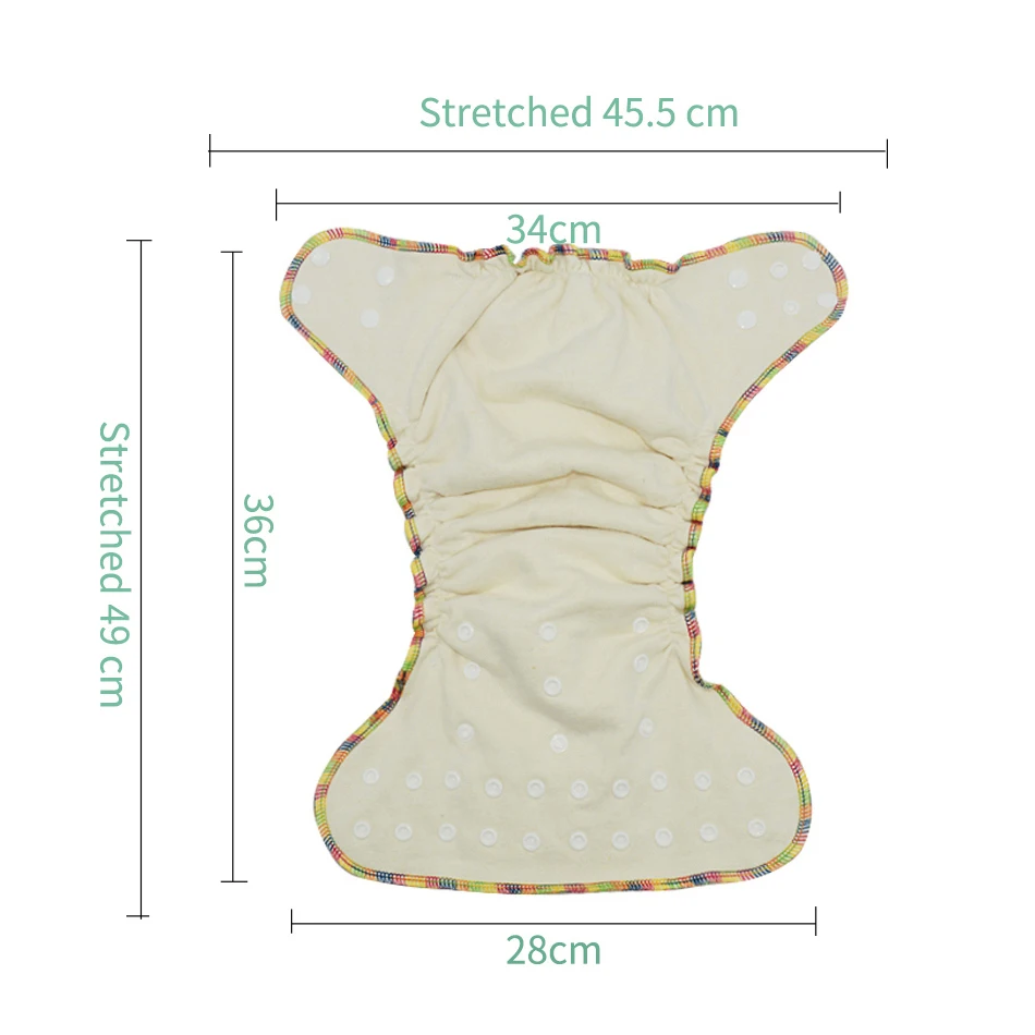 WizInfant Hybrid Fitted Cloth Diaper Washable Eco-friendly Baby Diapers Ecological Adjust High Absorbency for 5-15kg Baby