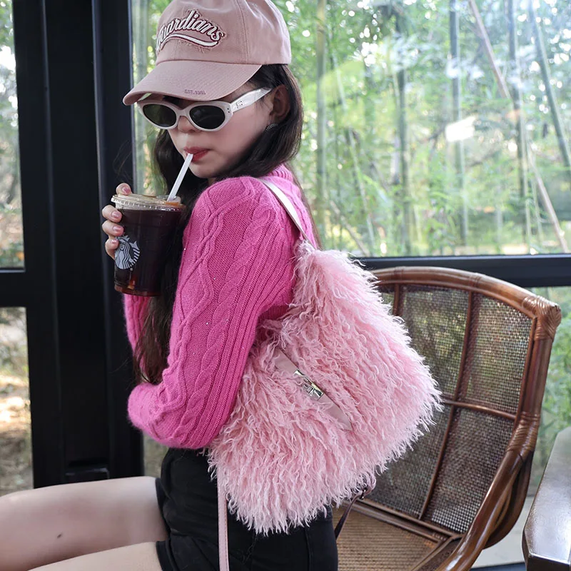 Fashion Autumn Winter Bags Luxury Women's Soft Plush Shoulder Bag Female Furry Purse Tote Handbags Large Capacity Crossbody Bag