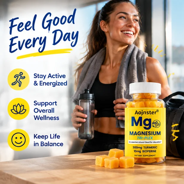 Chewy Magnesium Tri-Plex Vegan Gummies, Turmeric & Bioperine Formula, 60 Pieces, Essential Mineral Dietary Supplement
