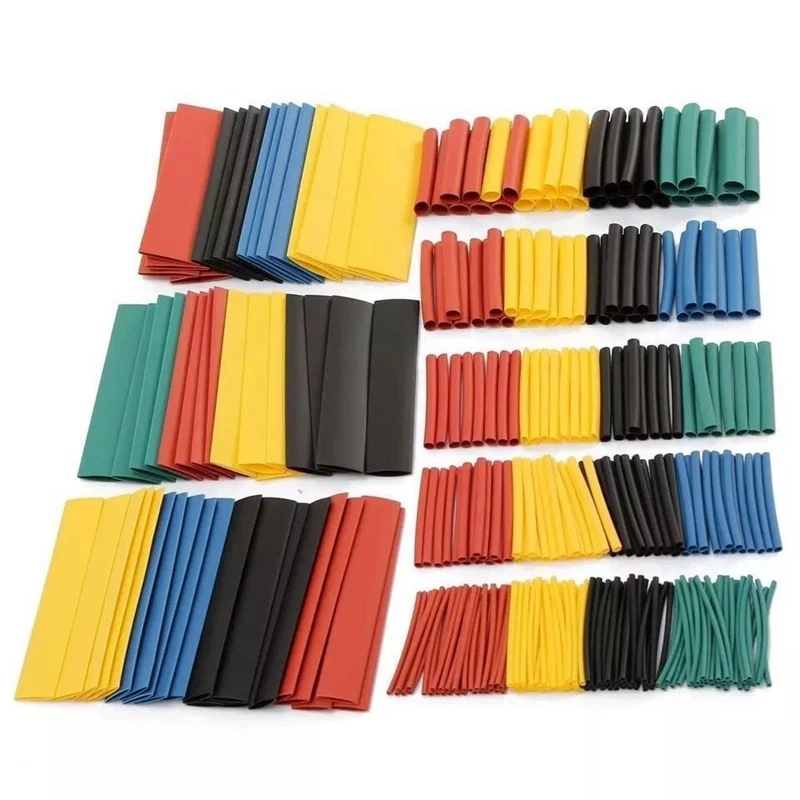 328Pcs 8 Sizes 5 Color Multi Color Polyolefin 2:1 Heat Shrink Tubing Tube Assortment Sleeving Wrap Tubes