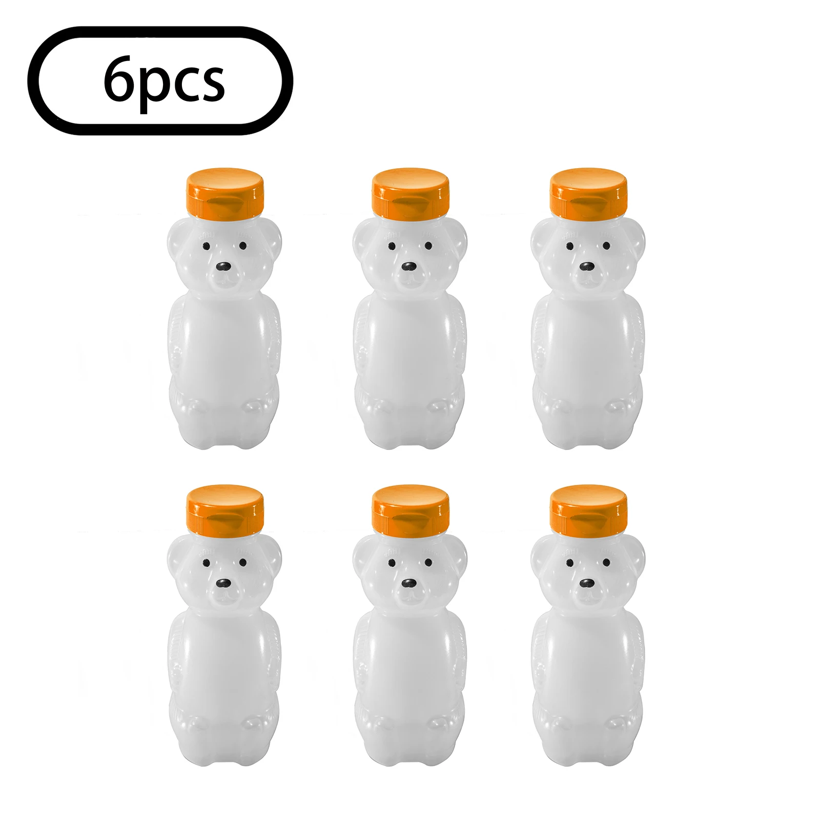 

6Pcs Mini Bear Bottle Honey Bottle Jars Plastic Squeeze Condiment Bottle Empty Container Sauce Mustard Jam Storing Dispenser