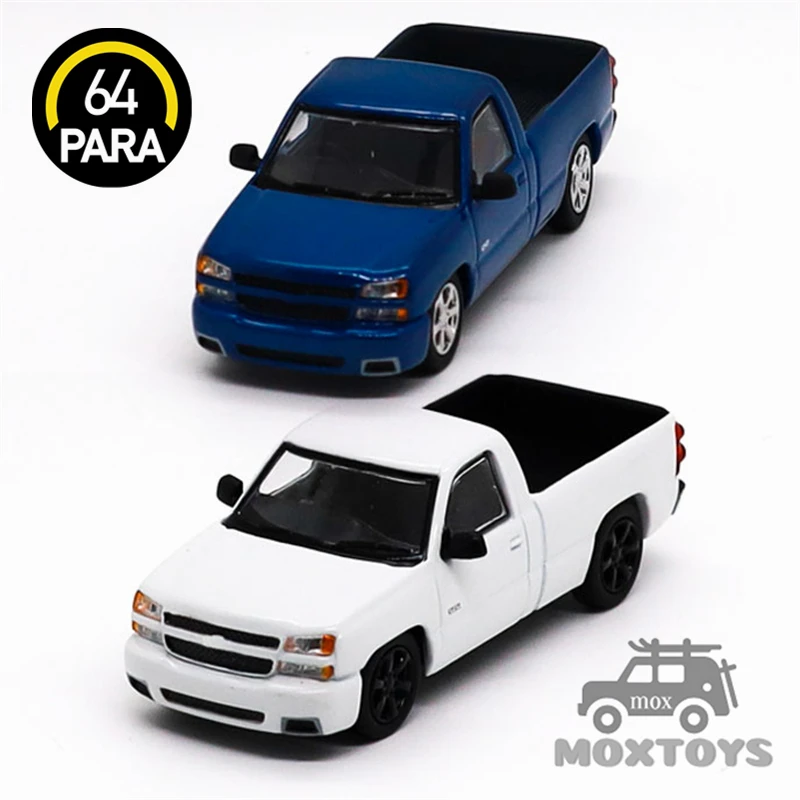 

Para64 1:64 General Motors 2006 Silverado (SS Clone Cateye) Single Cab Ming Blue / Summit White, литая модель автомобиля
