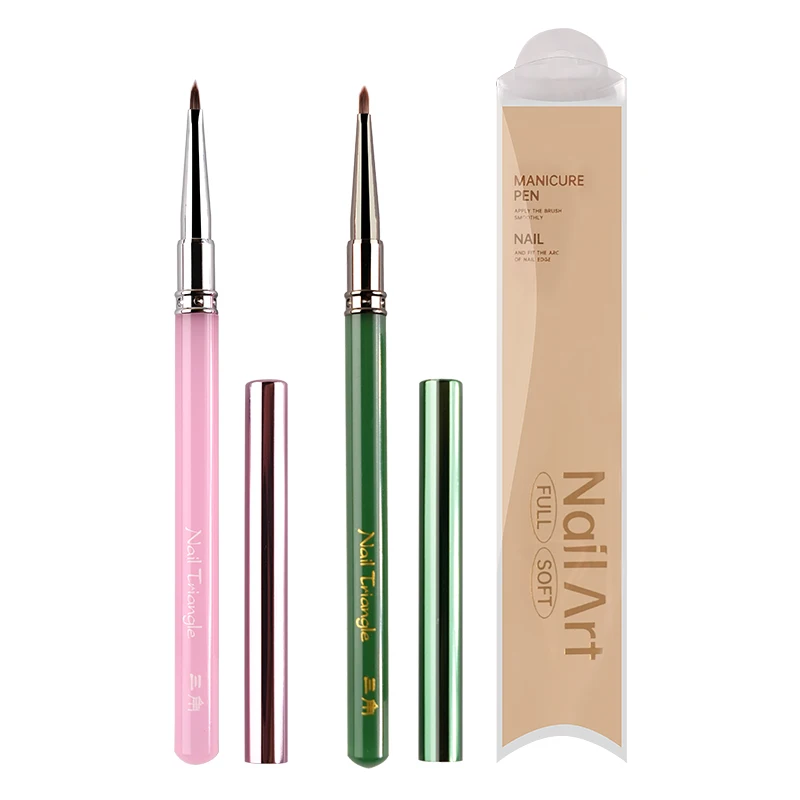 

Набор трехугольных кистей для ногтей, 1/2 шт., зеленая/розовая ручка для рисования ногтей, ручка для рисования ногтей для акрилового геля, УФ-наращивание, инструменты для ногтей
