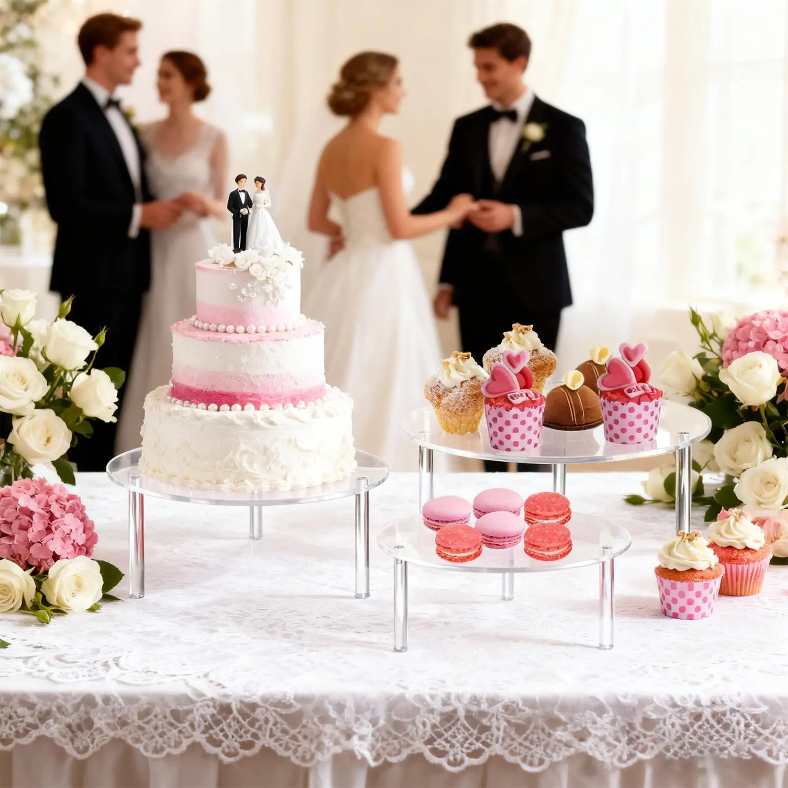 

Cupcake Stand 3 Pieces Acrylic Food Display Acrylic Birthday Cake Stands Set For Table Decor Food Candy Cookie Birthday Wedding
