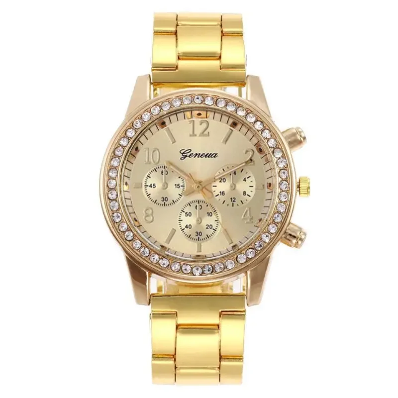 

Luxury Quartz Watch Women Business Fashion Casual Round Rhinestone Silver Stainless Steel Strap Wristwatch Relogio Feminino