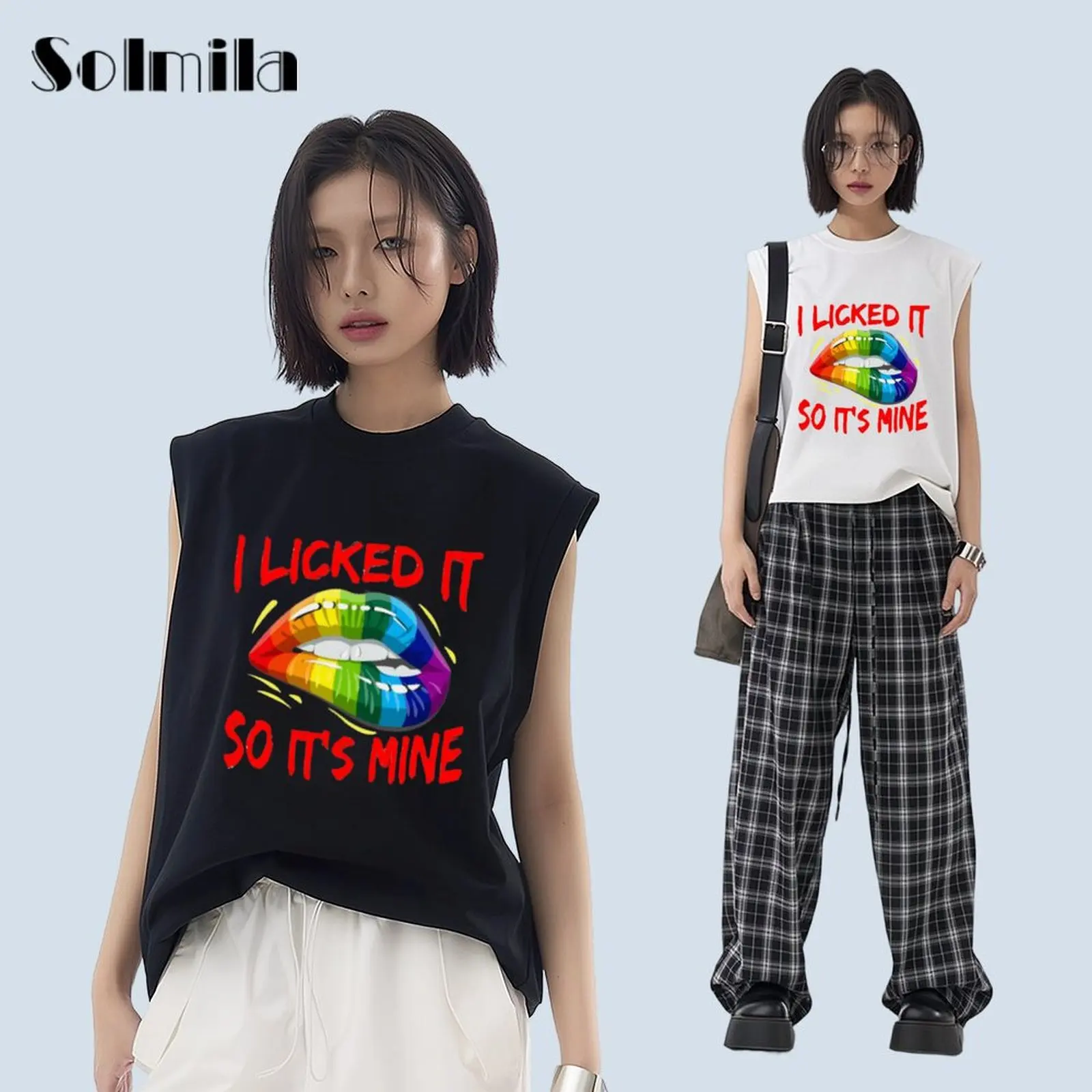 

2025 New Summer Tops For Woman Sexy O Neck T-Shirts Print Loose Sleeveless T Shirt Men And Women Can Wear Vest Y2k Clothes