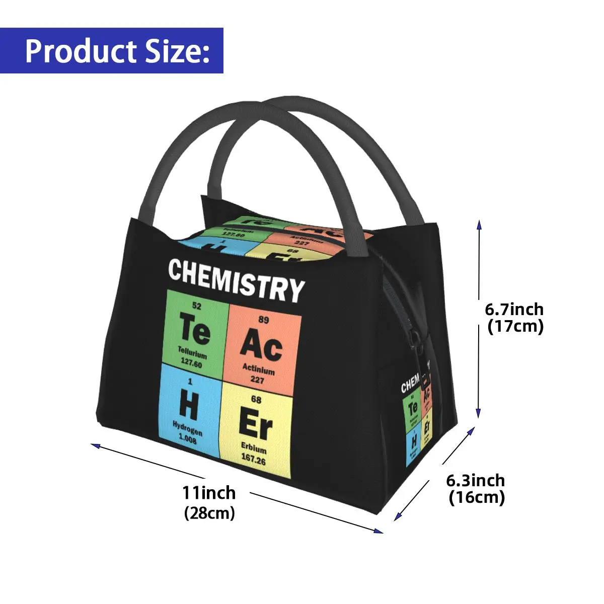 Saco isolante portátil para alimentos e escritório, Tabela periódica do professor de química