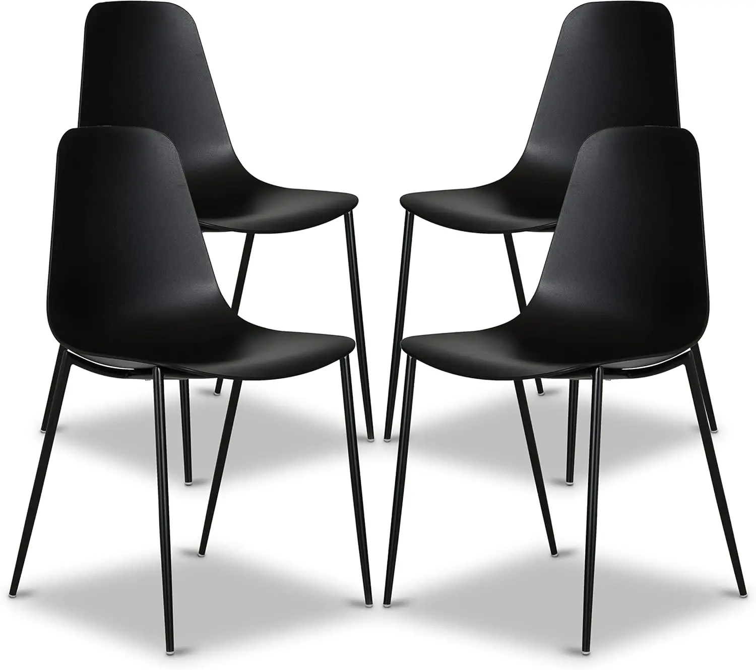 Poly & Bark Isla Modern Kitchen Chairs Set Of 4 - Plastic Dining Chair With Metal Legs - Quick Assembly Simple Cafe Chairs