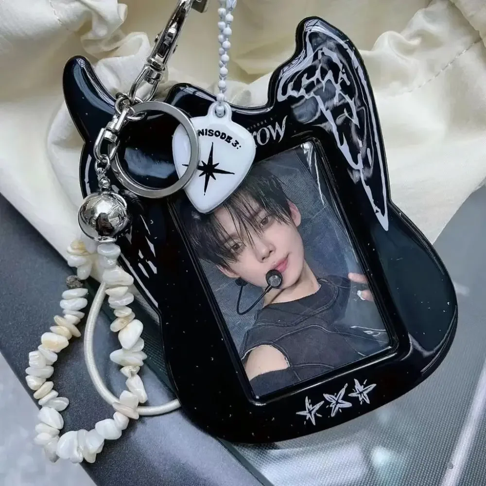 Cartoon Photocard Case Bag Keychain Idol Photos Protective Cover Guitar Photocard Bag Card Holder PVC Idol Photo Card Holder