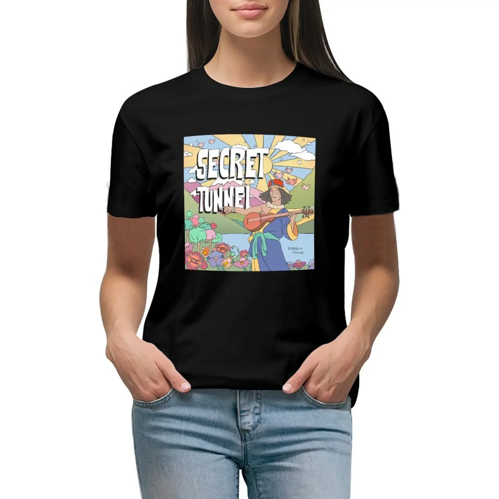 

Secret Tunnel by Chong and the Nomads Album Cover T-Shirt customs design your own cute tops t shirts for Women graphic