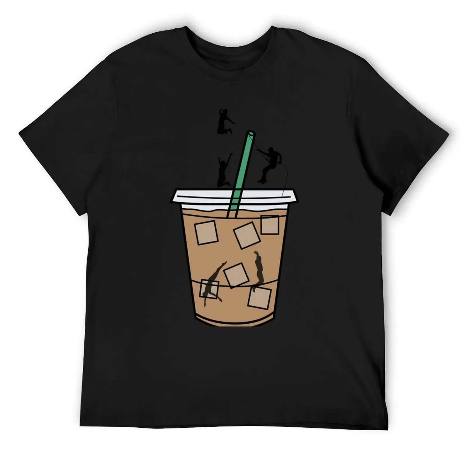

People Jumping and Adventuring on an Iced Coffee Cup T-Shirt blacks Blouse vintage t shirts graphics t shirts for men