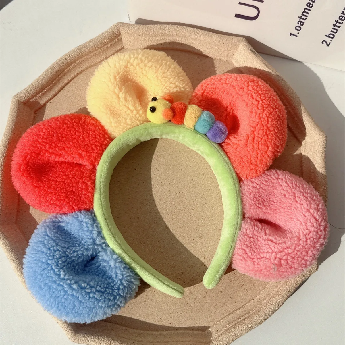 

Creative Plush Cloth Color Flower Caterpillar Hairbands For Girl Woman Cute Cartoon Wash Face Make Up Headband Fashion