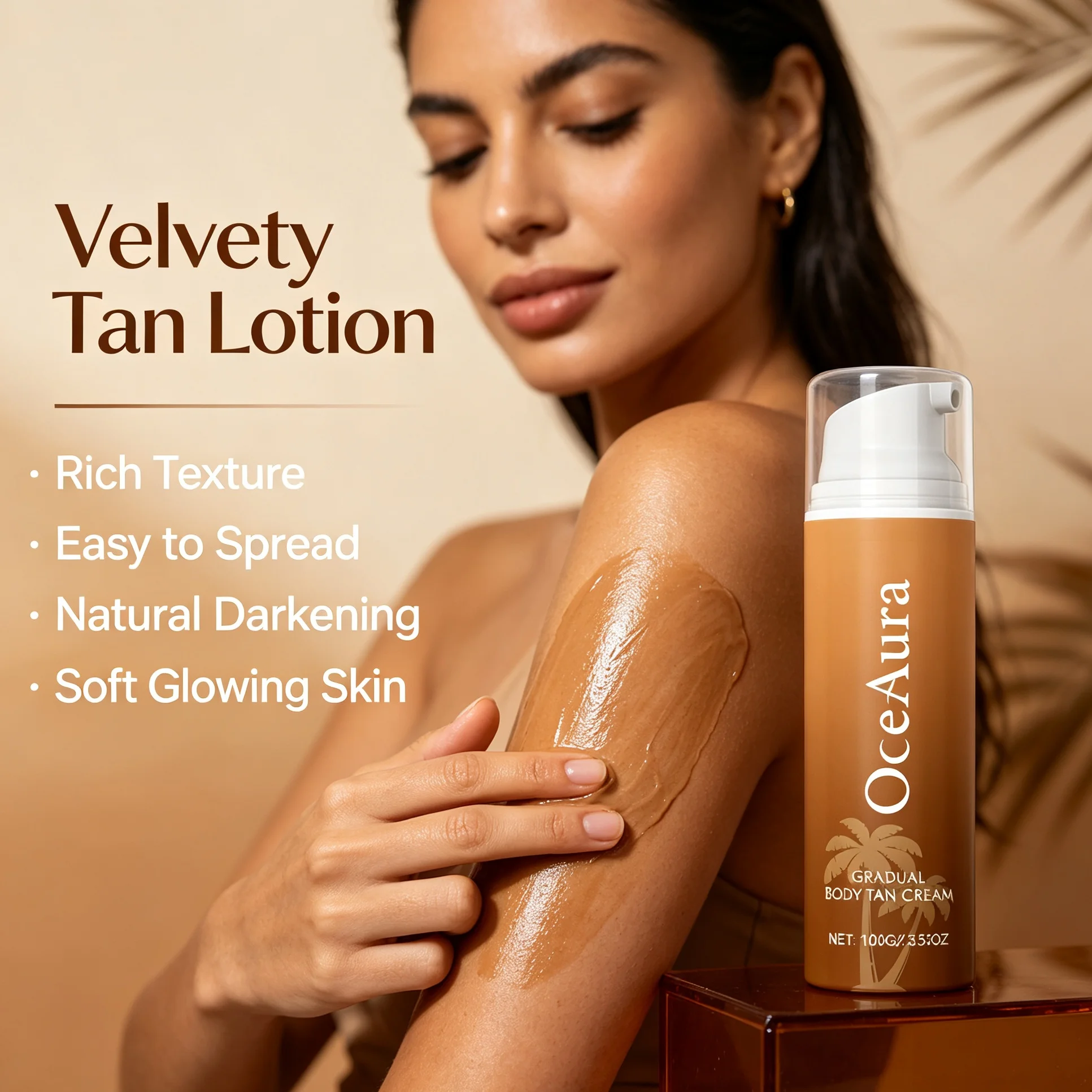 Sunless Self Tanning Cream Natural Bronze Glow Fake Tan Lotion For Face Body Long‑Lasting Moisturizing Body Bronzer