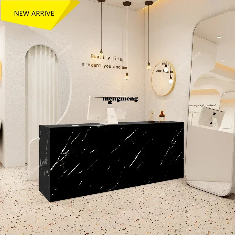 

Minimalist Reception Desks Nordic Black Modern Counter Office Reception Desks Small Beauty Mostrador Commercial Furniture