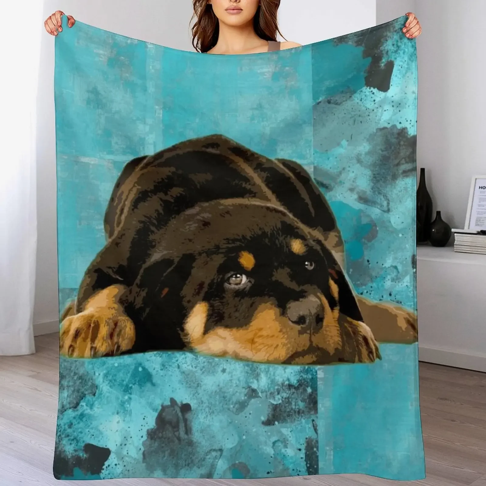 

Rottweiler- Metzgerhund Puppy Throw Blanket wednesday Soft Big Hair Plaid on the sofa Blankets