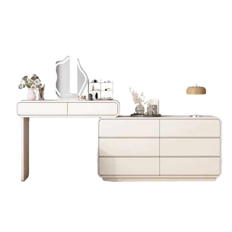 الطبيعية الفاخرة الأبيض مضمد مجموعة تخزين مرآة الغرور درج الغرور مجموعات تسريحات يشكلون الشمال Schmink Tisch أثاث المنزل #6