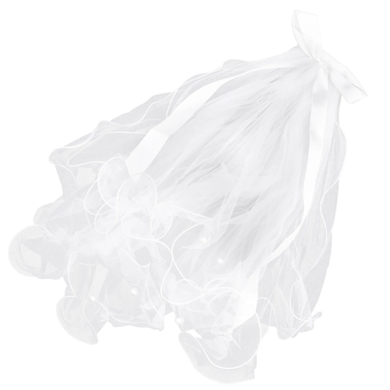 

White Bridal Veil Classic Lightweight Hair Clip for Wedding Photography Bachelorette Party Bride Headband Accessories