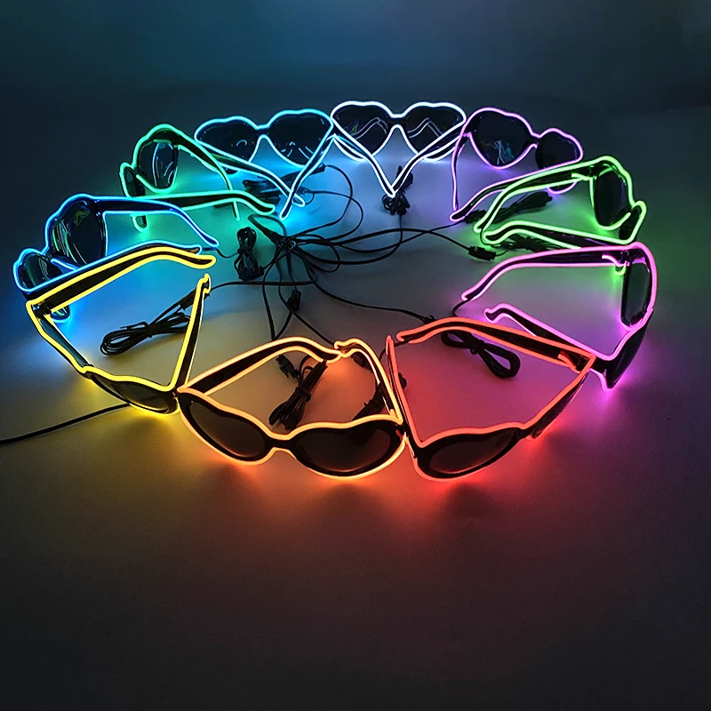 Hot Luminous Light Cute Glasses Heart-Shaped LED Glowing Bachelorette Glasses Hen Night Neon Glasses DJ Music Bar Props