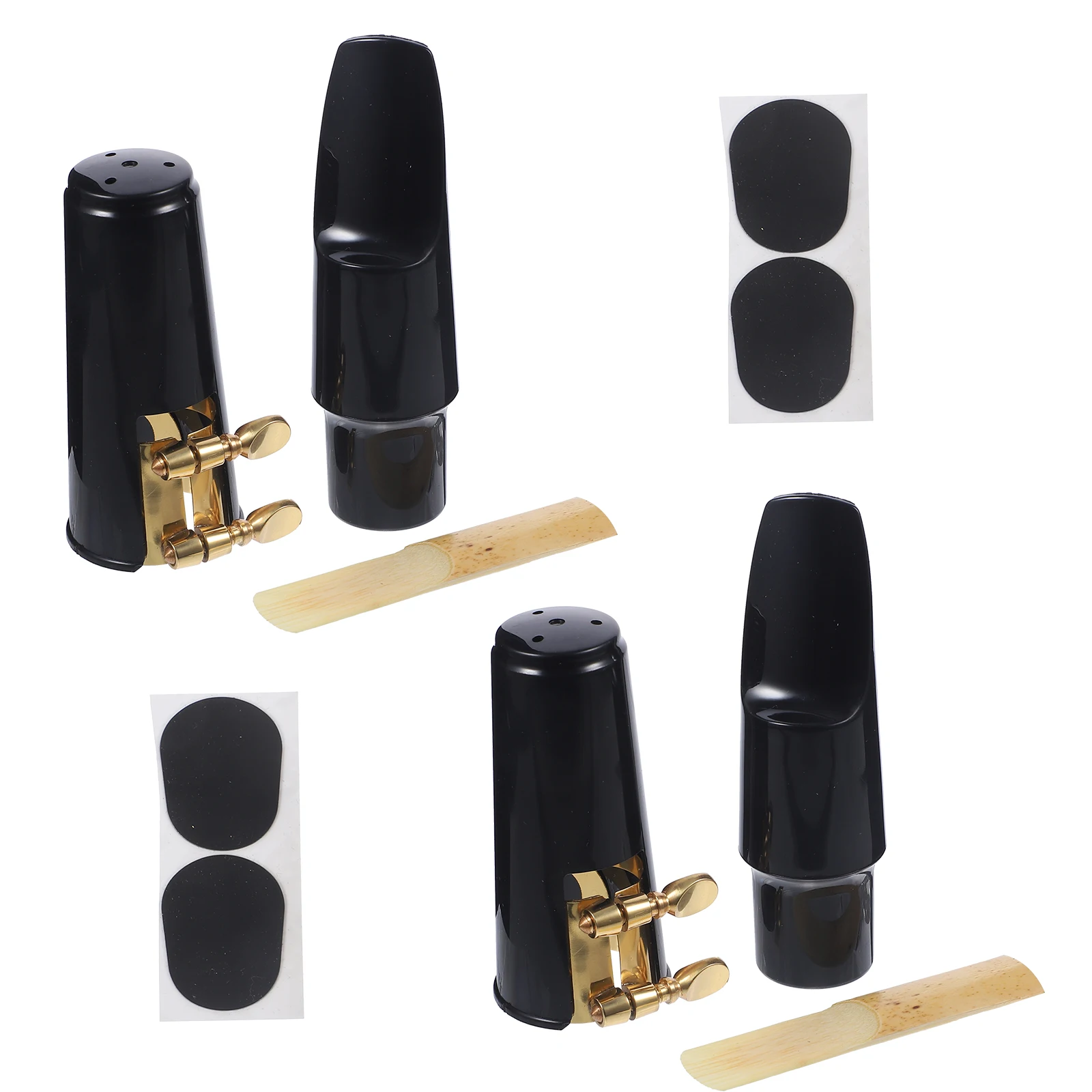 

2 Sets Alto Saxophone Mouthpiece Cap Pad Reeds Woodwind Instrument Parts Accessories Replacement Sax Mouthpiece