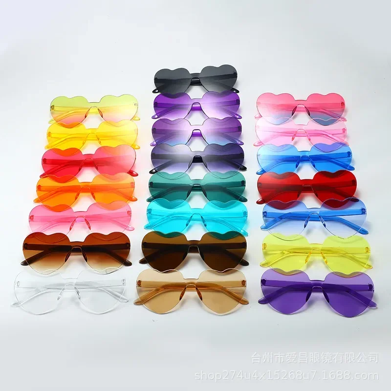 

Heart Shaped Glasses Love Glasses Men's and Women's Peach Heart Sunglasses Outdoor Party Summer Rimless Polarized Sun Glasses