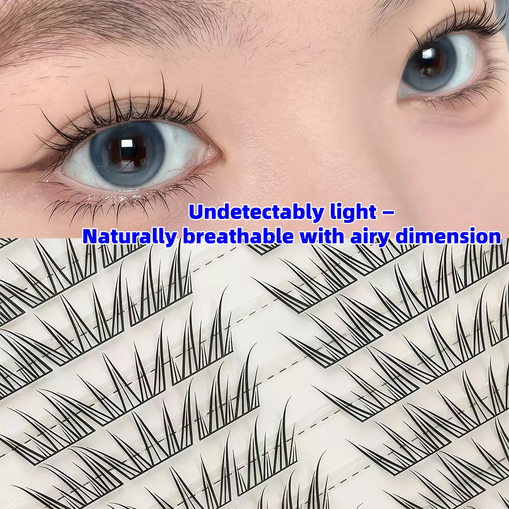 Libro de pestañas de lágrimas azules de gran capacidad para principiantes, 32 filas, simulación natural, un solo grupo, rizador, hoja pequeña y delgada, párpado segmentado