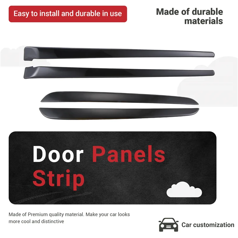 

A82E-For Honda HRV HR-V Vezel 2021 2022 Glossy Black Inner Door Panels Strip Decoration Cover Trim