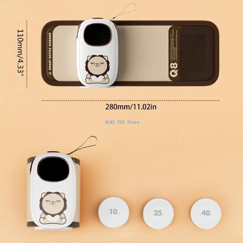 เครื่องทำความร้อนขวดไร้สาย 24BE UNISIONAL USB ชาร์จขวดอุ่นกระเป๋าปลอกหุ้ม PU