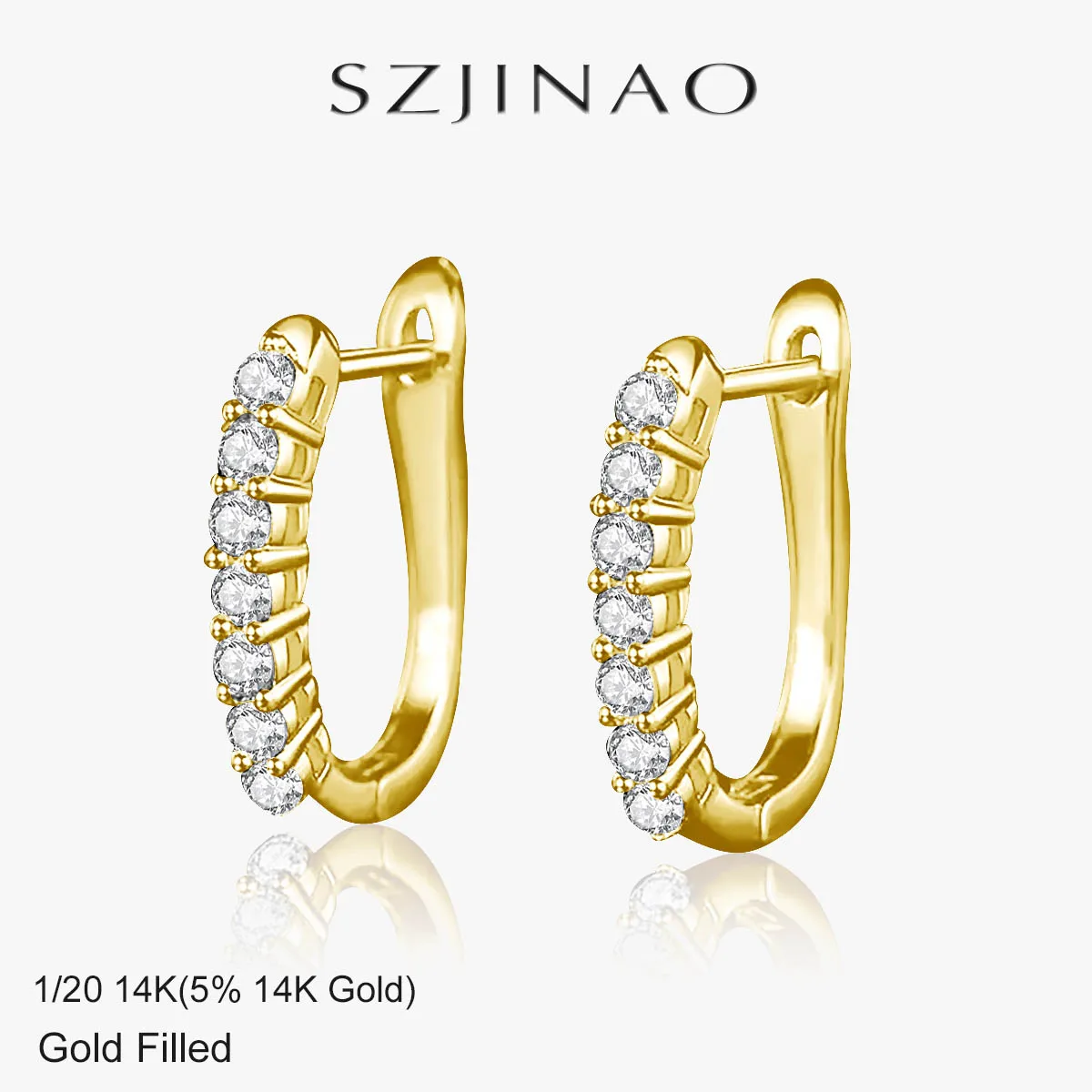 

2pcs Moissanite Hoop Earrings Real 14k Gold Filled for Women Colorfast Anniversary Gifts Trendy Fine Jewelry