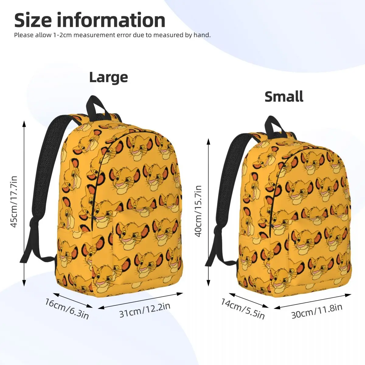 The Lion King Baby Simba Backpack for Boy Girl Kids Student School Bookbag Canvas Daypack Kindergarten Primary Bag Lightweight