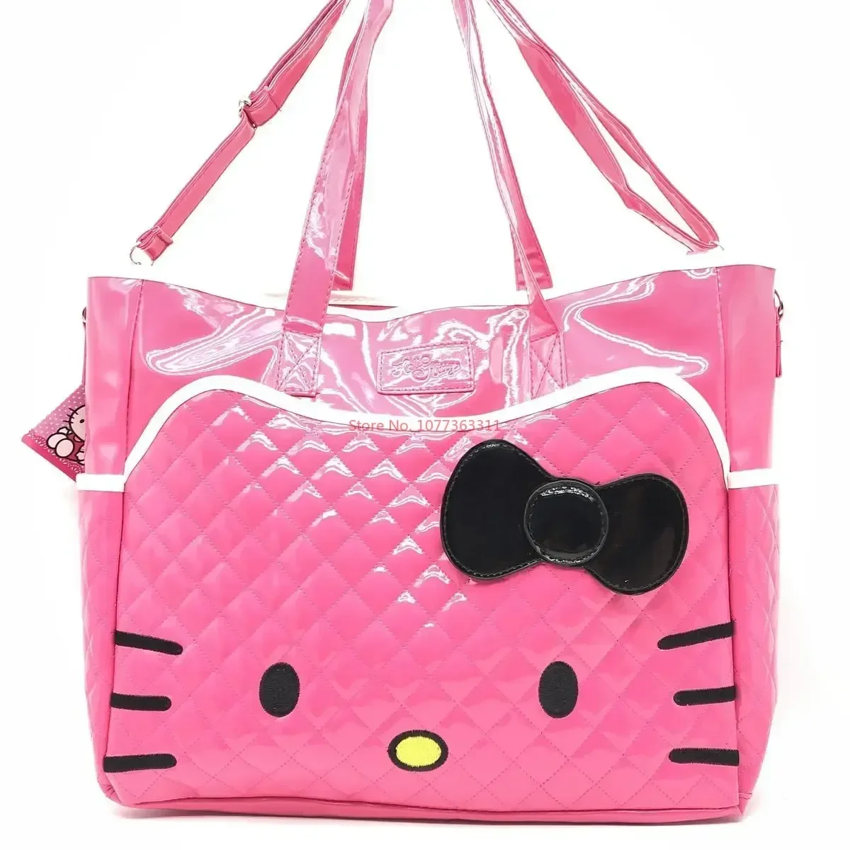 2024 New Hot Selling Sanrio Hello Kitty Women\'s Shoulder Bag Girl Cartoon Fashion Pu Waterproof High Capacity Convenient Handbag