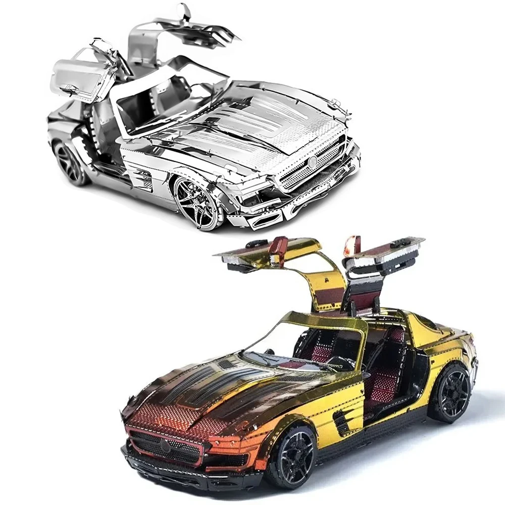 Image of 3D Metall Puzzle Schmetterlingstür Sportwagen Montagemodell Puzzle Spielzeug Dekorative Ornamente für Kinder und Erwachsene