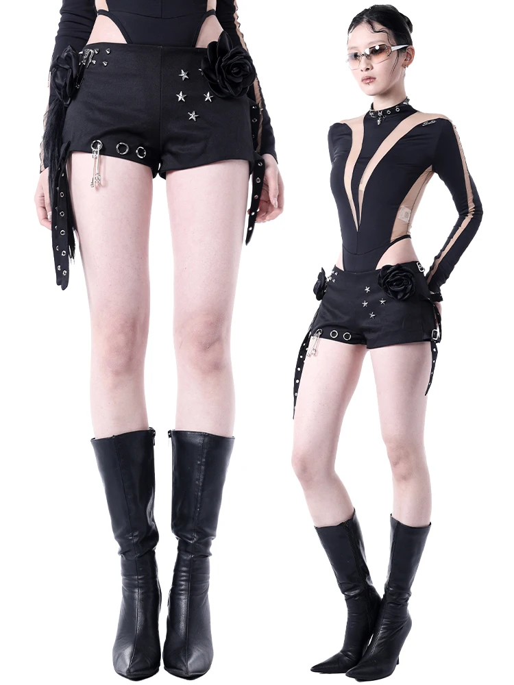 

Low Waist Zipper Pants Metal Bule Floral Tassel Bla Casual Straight Leg Pants for Women Spring Summer New Sle Slim Fit