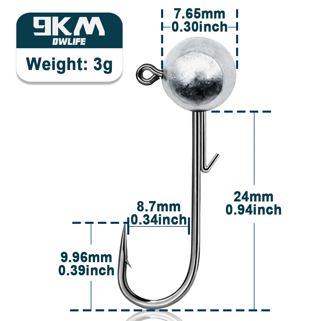 9KM Runder Jigkopfhaken 5~20 Stück Angeljigs Bleikopfhaken für Weichköder Swimbait Jigkopfhaken Süßwasser Salzwasser Angelzubehör