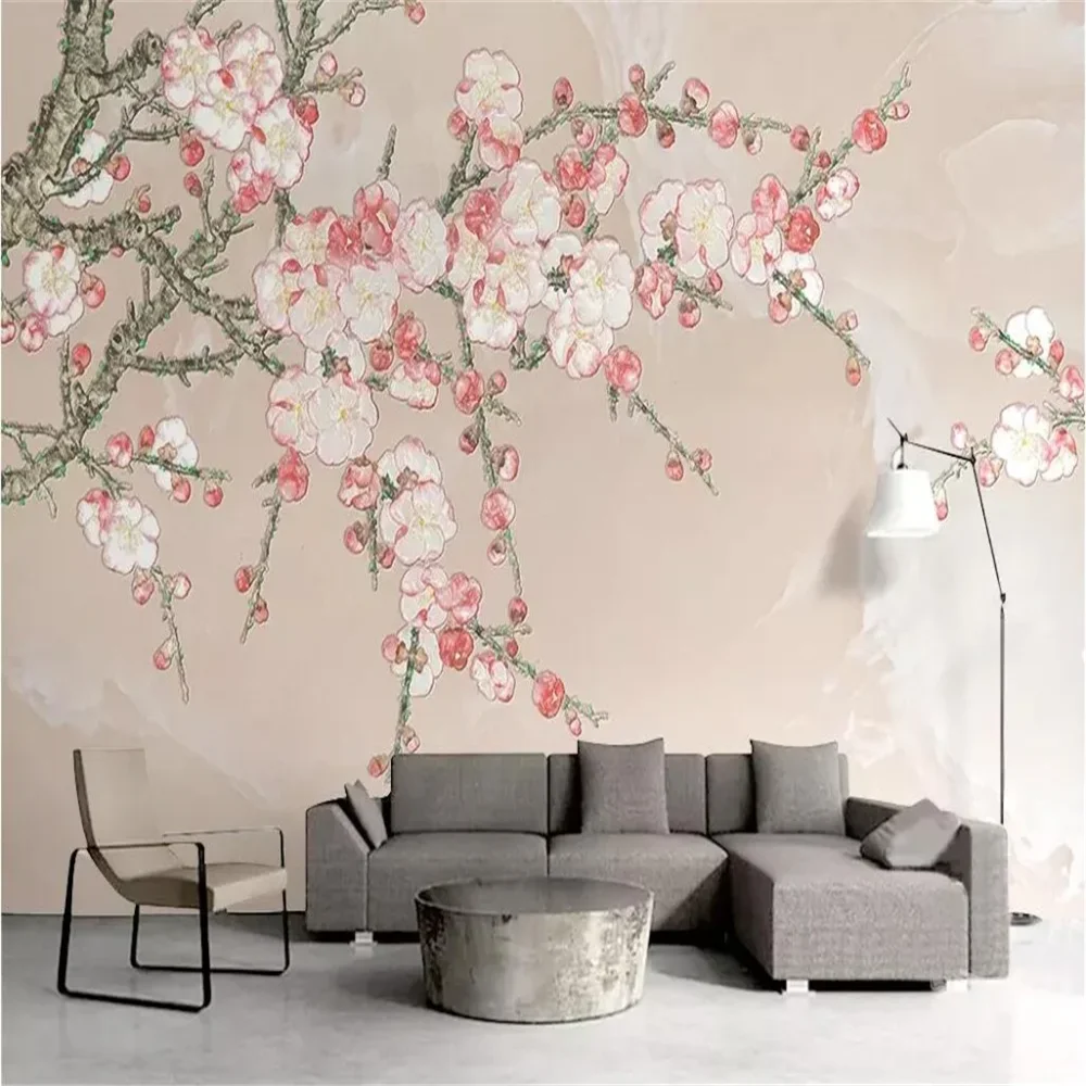 

Custom Pink plum marble texture Mural Wall Painting wall papers home decor living room Decorative photo Wallpaper roll Stickers