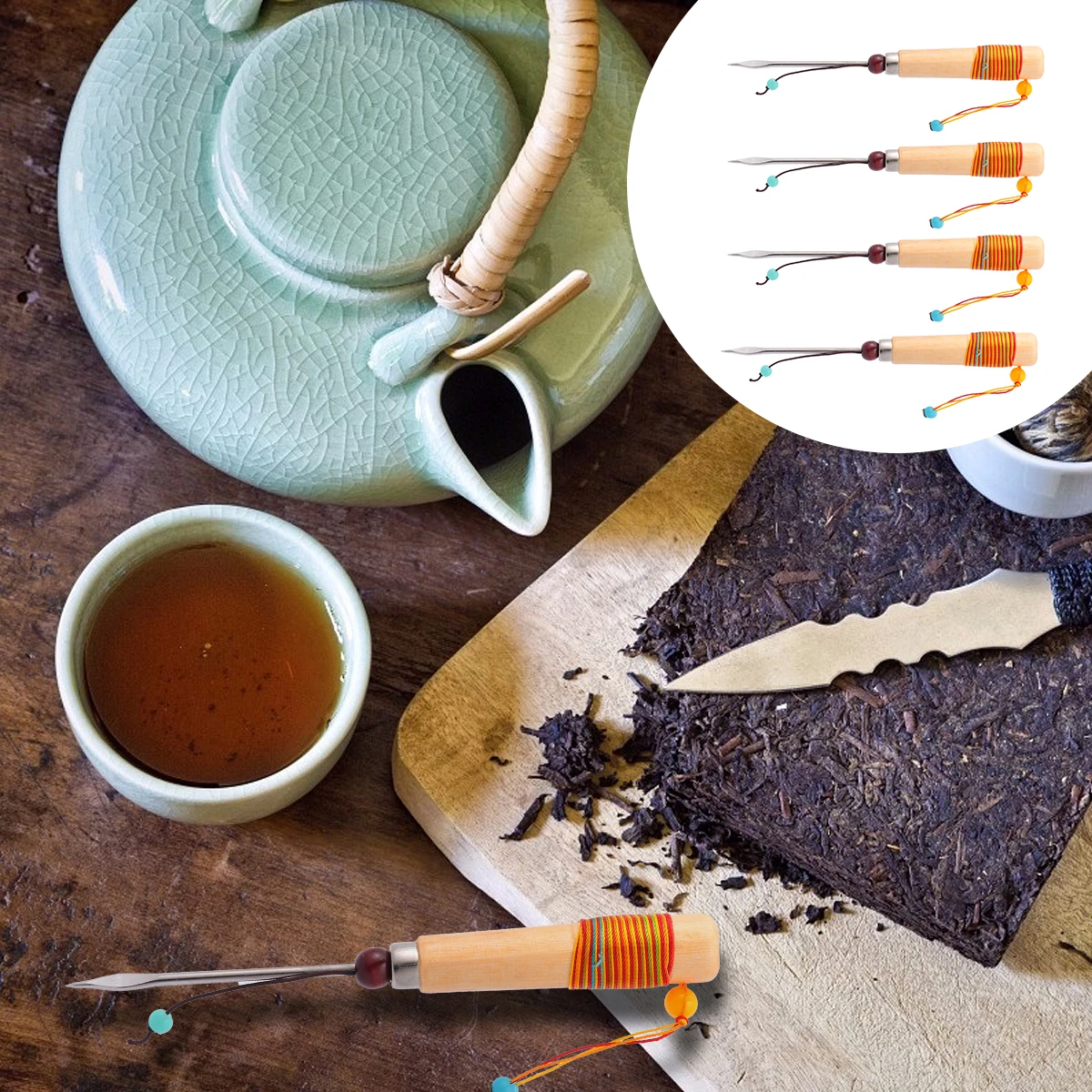 

4pcs Tea Needle Tool Set Stainless Steel Professional Puer Tea Cake Ice Breaker Making Tools Wine Accessories