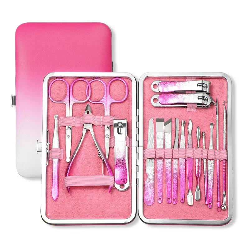 New stainless steel flat nail clippers full set of nail clippers, 7/12/18 set of blackhead file steel push manicure tool set