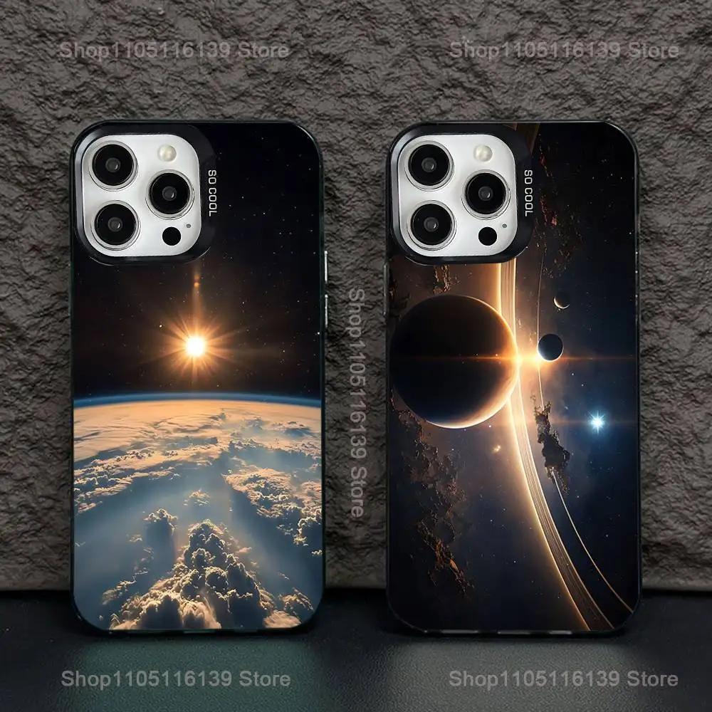 

Space For Galaxy Universe Phone Case For iPhone 16,15,14,13,12,11,Pro,XS,Max,Plus,Mini,SE Black Candy Matte Shockproof Cover