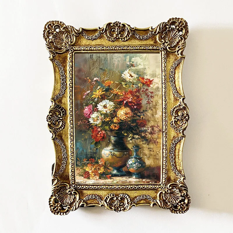 

Mutihome 2026 European Rural Retro Gold Resin Photo Frame Wall Relief American Countryside Minimalist Art Creative Picture Frams