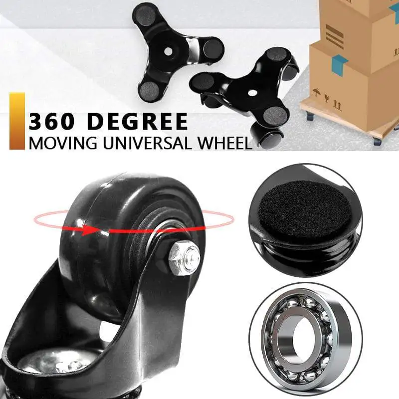 1PCS New Metal 360 Degree Furniture Moving Pulley Mover Tools Transport Lifter Heavy Stuffs Moving 4 Wheeled Roller Universal