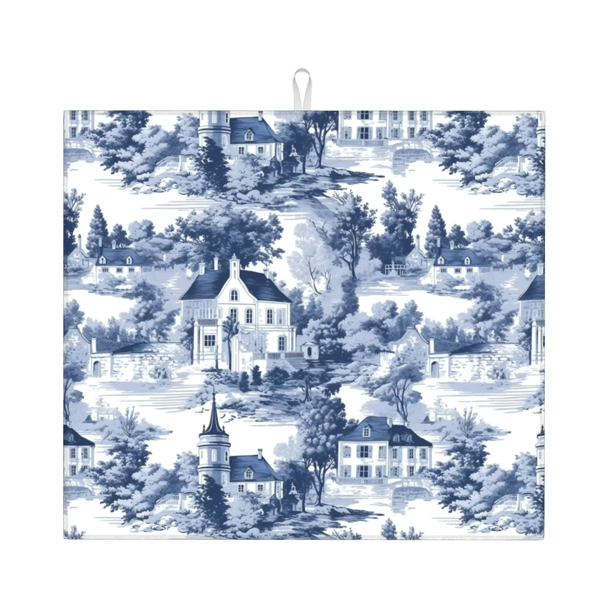 Toile De Jouy Non Slip Kitchen Counter Protector Mat Barware Tableware Reusable  Bathroom Drying Mat For Kitchen